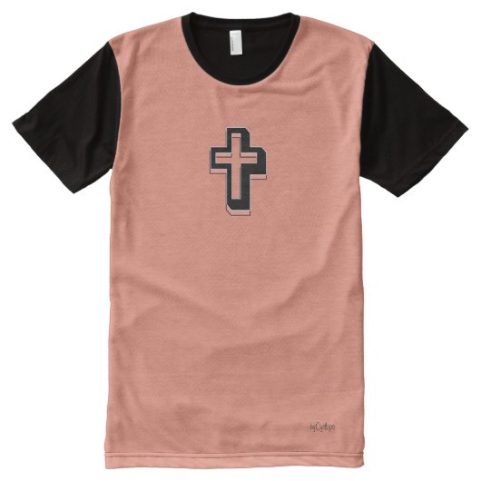 Kreuzkreuz Korallenrosa T-Shirt Mit Bedruckbarer Vorderseite (Vorderseite)