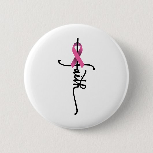 Kreuzkriegsüberlebung rosa Ribbon Brustkrebs Button (Vorderseite)
