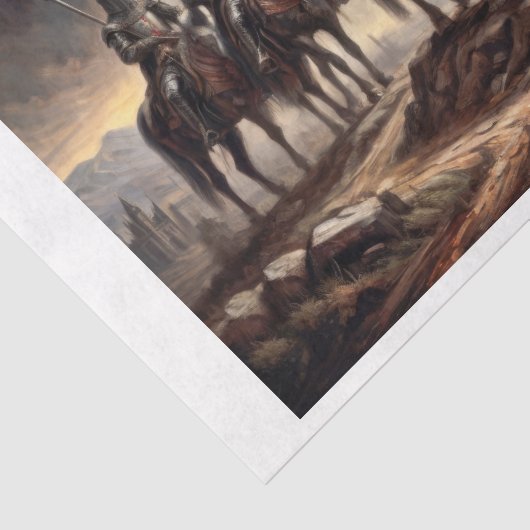 Kreuzritter marschieren auf Pferd Seidenpapier (Detail)