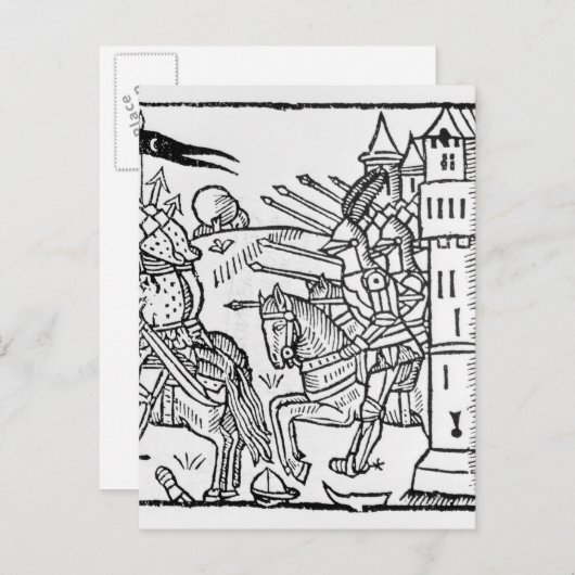 Kreuzritter reiten hinaus in den Kampf Postkarte (Vorne/Hinten)