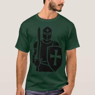 Kreuzritter Silhouette mit Schwert und Schild f T-Shirt