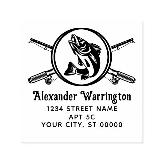 Kreuzrodeln, Name und Anschrift des Fisches Permastempel (Design)