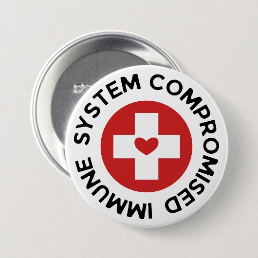 Kreuzrotes Herz - Kompromittiertes Immunsystem Button (Vorne & Hinten)