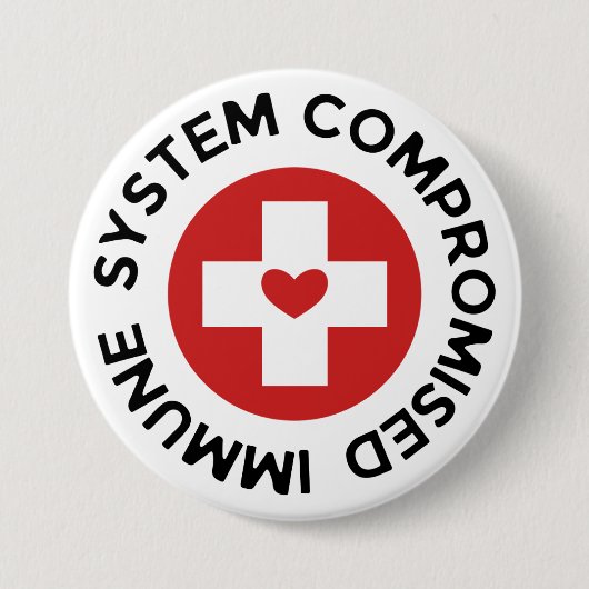 Kreuzrotes Herz - Kompromittiertes Immunsystem Button (Vorderseite)