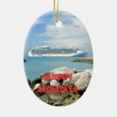 Kreuzschiff an CocoCay Gewohnheit Keramik Ornament (Hinten)