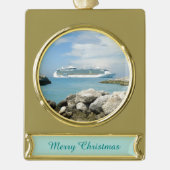 Kreuzschiff bei CocoCay Banner-Ornament Gold (Vorderseite)