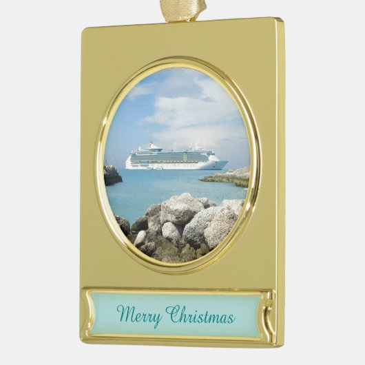 Kreuzschiff bei CocoCay Banner-Ornament Gold (Links)