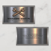 Kreuzschlüssel-Logo | Metallaluminium Visitenkarte (Vorne/Hinten)