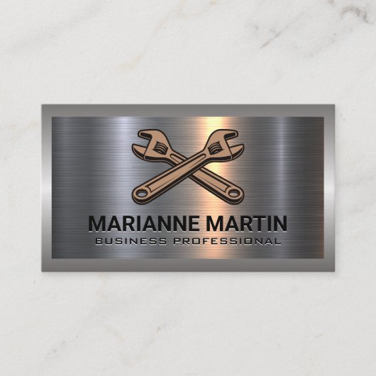 Kreuzschlüssel-Logo | Metallaluminium Visitenkarte (Vorderseite)