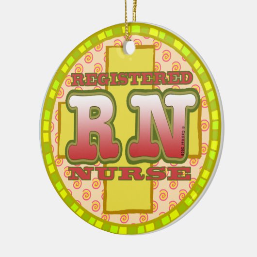 Kreuzschrift RN Nurse Keramik Ornament (Links)