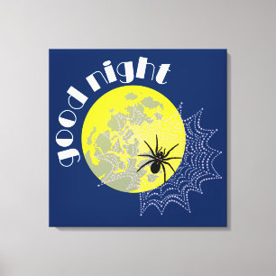 Kreuzspinne im Netz bei Vollmond Leinwand