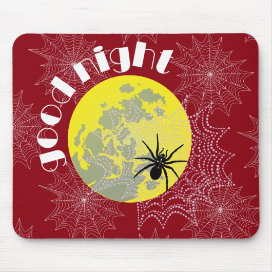 Kreuzspinne im Netz bei Vollmond Mousepad (Vorne)