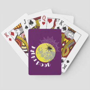 Kreuzspinne im Netz bei Vollmond Spielkarten