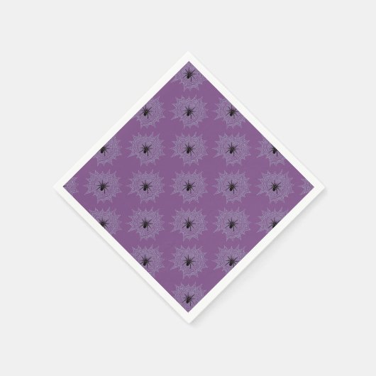 Kreuzspinne im Netz mit Tautropfen wie Perlen Serviette (Ecke)