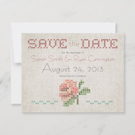 Kreuzstich AntiquitätenWedding Sichern Sie die Dat Save The Date (Vorderseite)