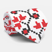 Kreuzstich-Design der roten Blume Krawatte (Gerollt)