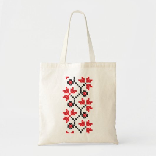 Kreuzstich-Design der roten Blume Tragetasche (Vorne)