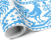 Kreuzstich-Design des Blue Rooster Geschenkpapier (Rolleneckpunkt)