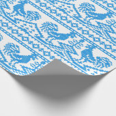 Kreuzstich-Design des Blue Rooster Geschenkpapier (Ecke)
