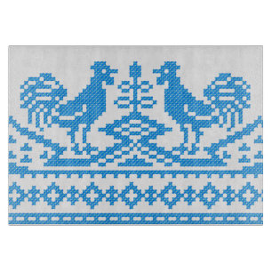 Kreuzstich-Design des Blue Rooster Schneidebrett