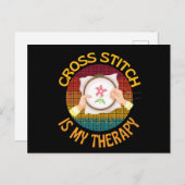 Kreuzstich ist meine Therapie Postkarte (Vorne/Hinten)