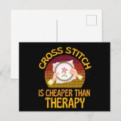 Kreuzstich ist meine Therapie Postkarte (Vorne/Hinten)