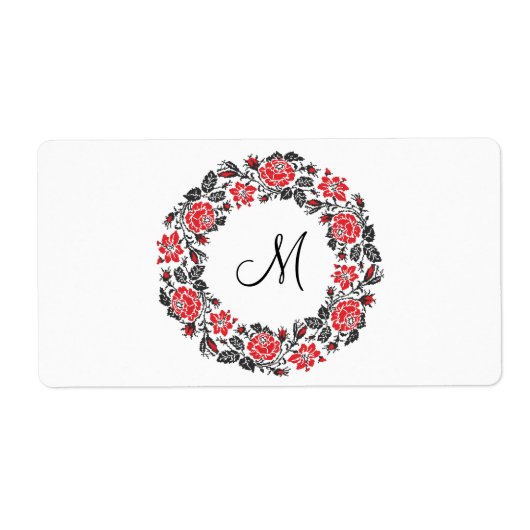 Kreuzstich-Rote Rosen Circle Monogram (Vorne)