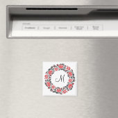 Kreuzstich-Rote Rosen Circle Monogram Magnet (In Situ (Geschirrspüler))