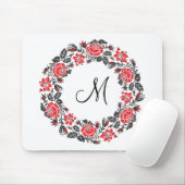 Kreuzstich-Rote Rosen Circle Monogram Mousepad (Mit Mouse)