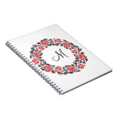 Kreuzstich-Rote Rosen Circle Monogram Notizblock (Rechte Seite)