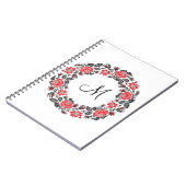 Kreuzstich-Rote Rosen Circle Monogram Notizblock (Linke Seite)