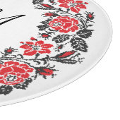 Kreuzstich-Rote Rosen Circle Monogram Schneidebrett (Ecke)