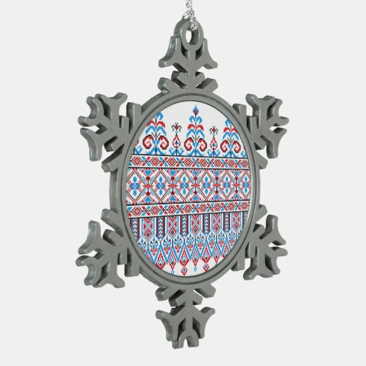 Kreuzstich Schneeflocken Zinn-Ornament (Links)