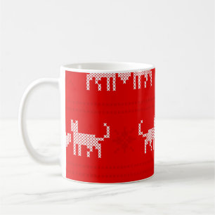 Kreuzstich-Weihnachtskatzen in Liebe mit s Kaffeetasse