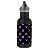 Kreuzstiche von Lilac auf schwarz Edelstahlflasche (Rechts)
