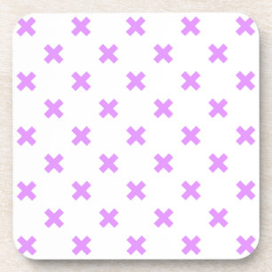 Kreuzstiche von Lilac auf Weiß Getränkeuntersetzer