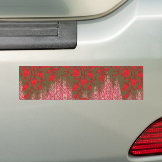 Kreuzstickermuster mit roten Blume und Reben Autoaufkleber (Auf Auto)