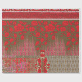 Kreuzstickermuster mit roten Blume und Reben Geschenkpapier (Flach)