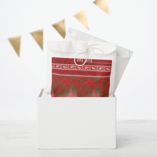 Kreuzstickermuster mit roten Blume und Reben Geschenktütchen (Party)