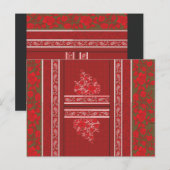 Kreuzstickermuster mit roten Blume und Reben Postkarte (Vorne/Hinten)