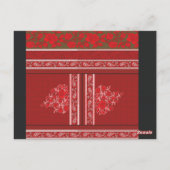 Kreuzstickermuster mit roten Blume und Reben Postkarte (Rückseite)