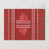 Kreuzstickermuster mit roten Blume und Reben Postkarte (Vorderseite)