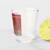 Kreuzstickermuster mit roten Blume und Reben Schnapsglas (Rechts)