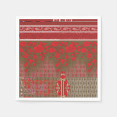 Kreuzstickermuster mit roten Blume und Reben Serviette (Vorderseite)