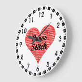Kreuzstitch-Herz-Tasse Große Wanduhr (Winkel)