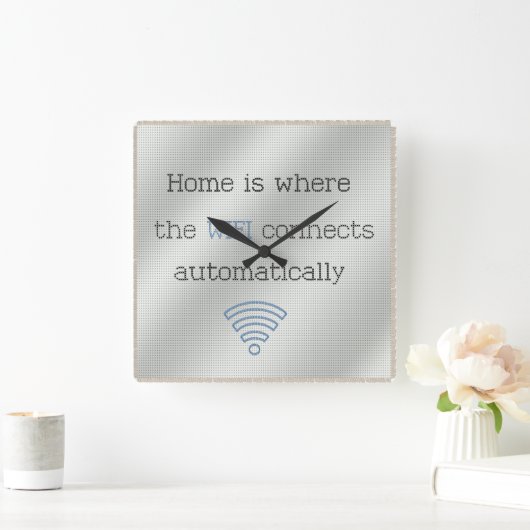 Kreuzstitch Zuhause WIFI-Uhr Quadratische Wanduhr (Zuhause)
