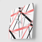 Kreuzung von Korallen und schwarzen Streifen auf W Quadratische Wanduhr (Winkel)