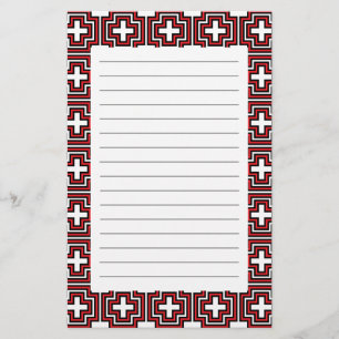 Kreuzungen und Quadrate, rotes Geschirr Briefpapier