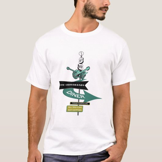 Kreuzungs-Vintages Restaurant-Zeichen T-Shirt (Vorderseite)