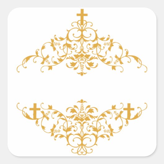 Kreuzverzierung Quadratischer Aufkleber (Vorderseite)
